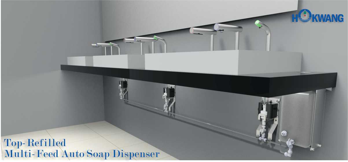 HK-CSDTM Dispenser sabun isi ulang yang dipasang di dek atas multi-umpan